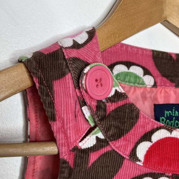 Mini Boden Y2K Floral Corduroy Jumper Dress Pink Girls 5-6Y Retro 60s Flower - Picture 2 of 6